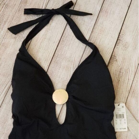 NWT Amoressa Laura Mars Bianca Plunging V-Neck Halter One-Piece Swimsuit - Picture 7 of 14